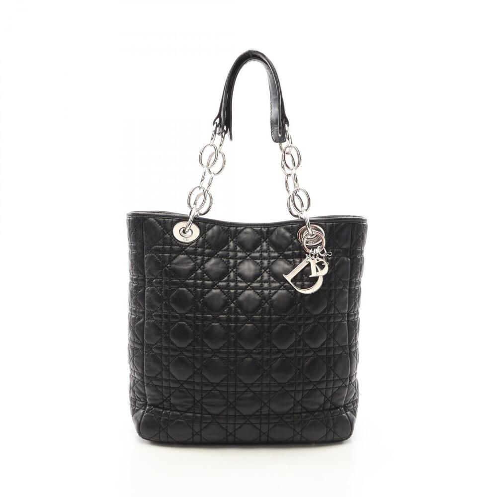 Christian Dior Dior Soft Cannage Lambskin Chain Shoulder Tote Bag Black